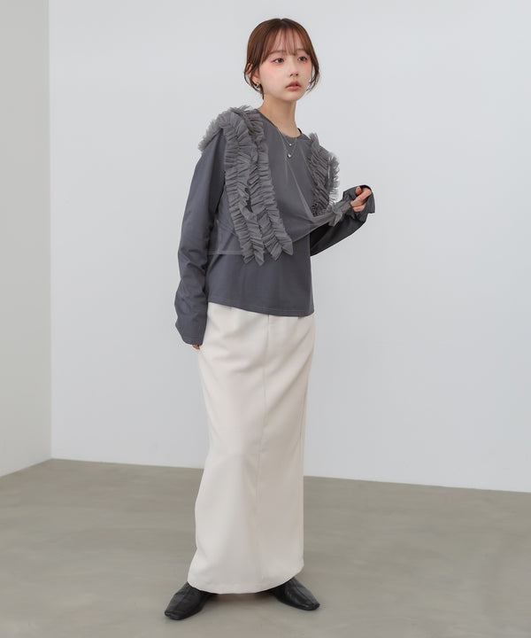 前後2WAYフリルチュールベスト＋ベーシックカットソー