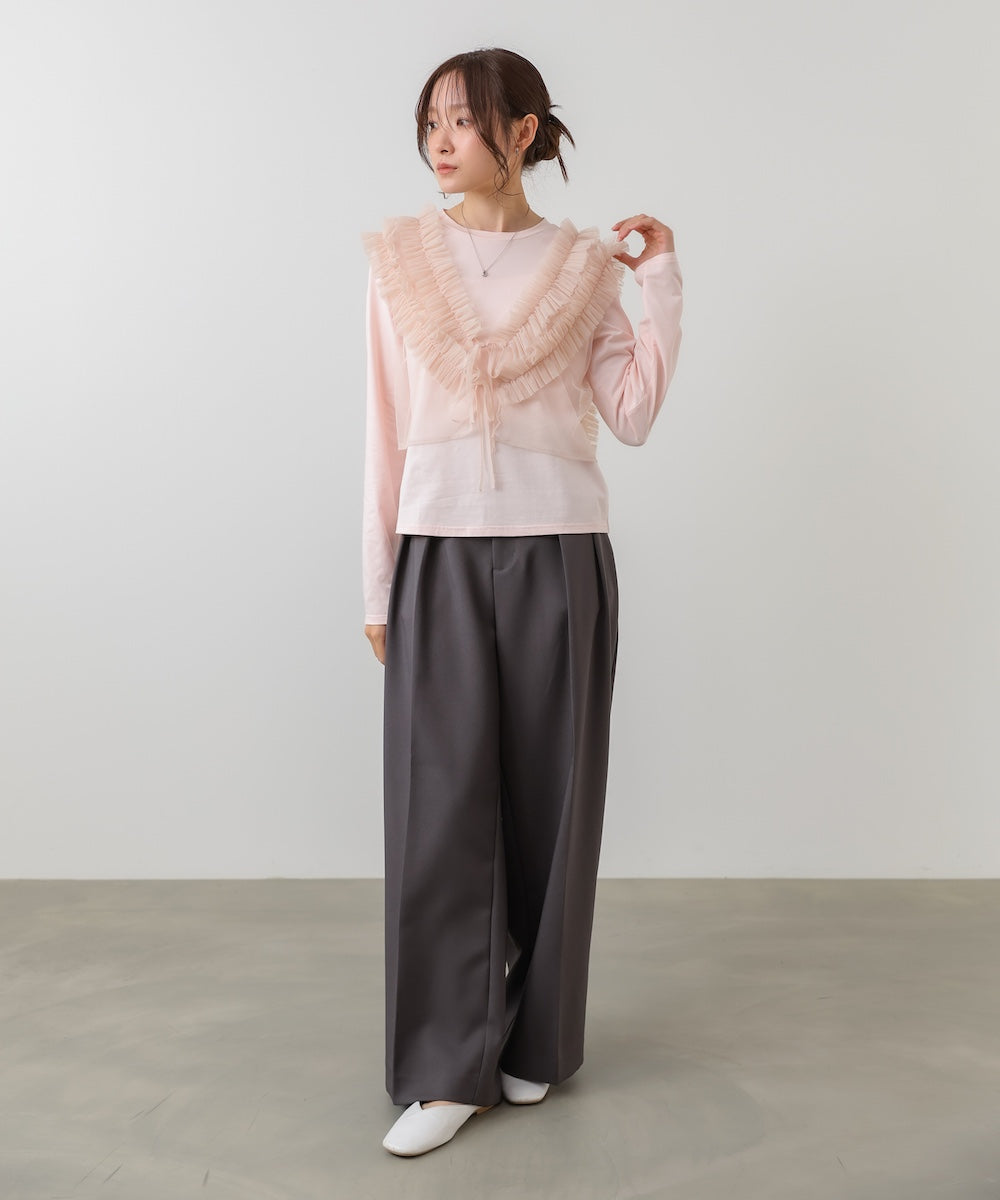 前後2WAYフリルチュールベスト＋ベーシックカットソー