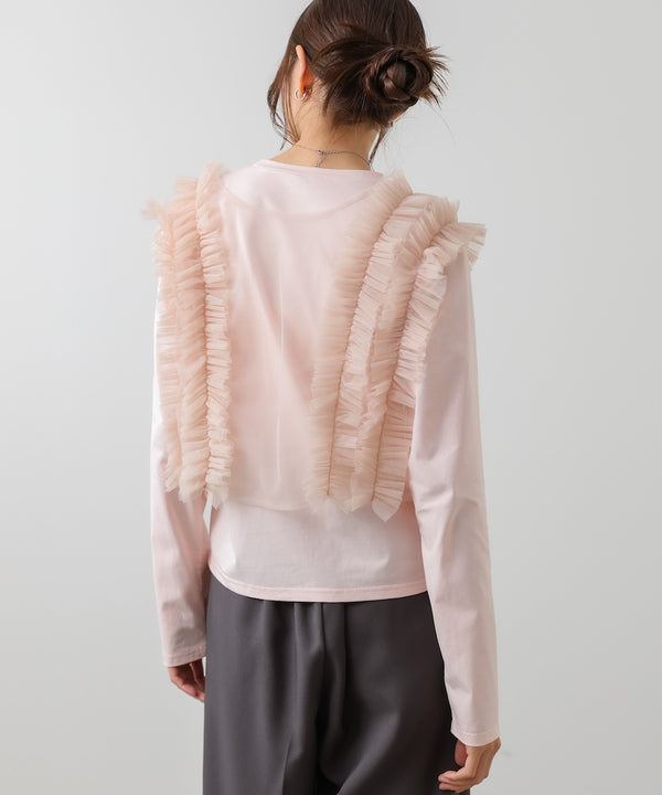 前後2WAYフリルチュールベスト＋ベーシックカットソー