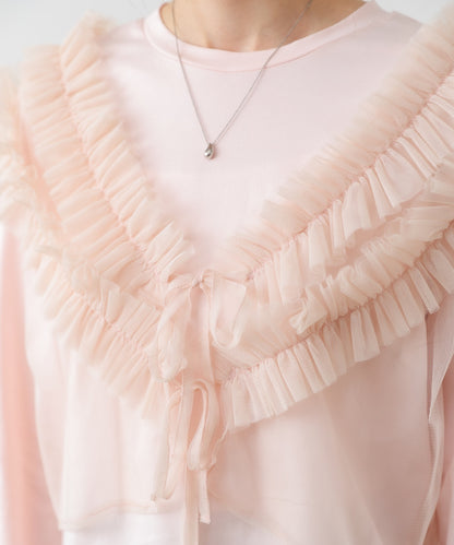 前後2WAYフリルチュールベスト＋ベーシックカットソー