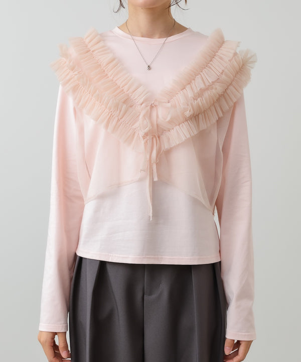 前後2WAYフリルチュールベスト＋ベーシックカットソー