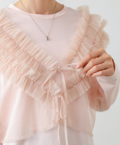 前後2WAYフリルチュールベスト＋ベーシックカットソー