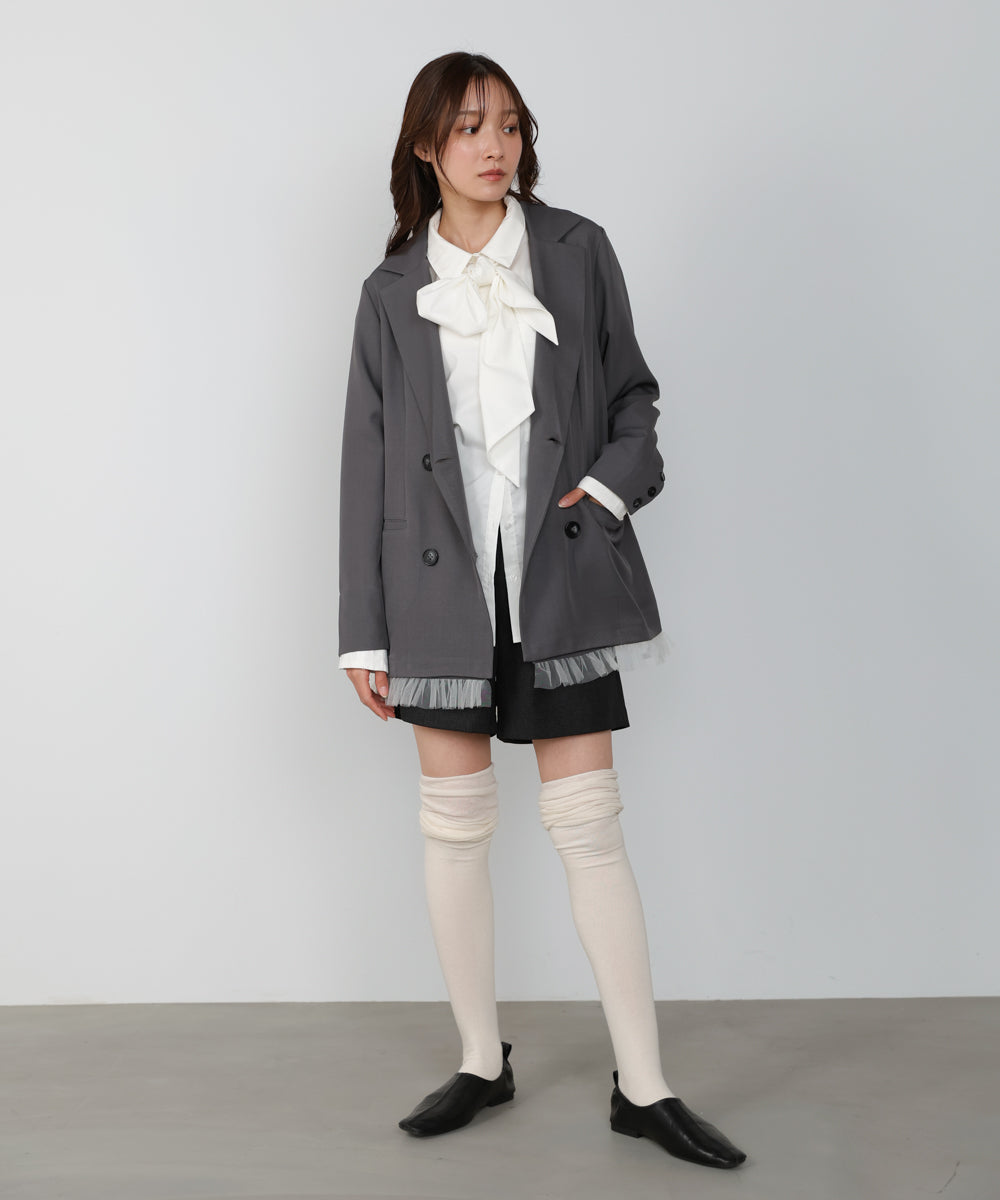 【スリーピース対応】裾フリルダブルジャケット【入卒にもおすすめ】