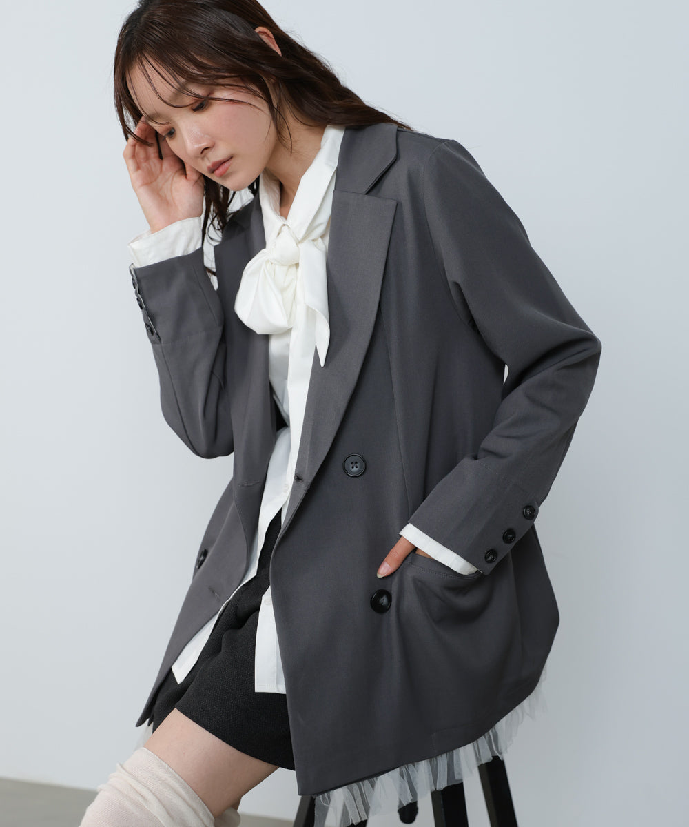 【スリーピース対応】裾フリルダブルジャケット【入卒にもおすすめ】