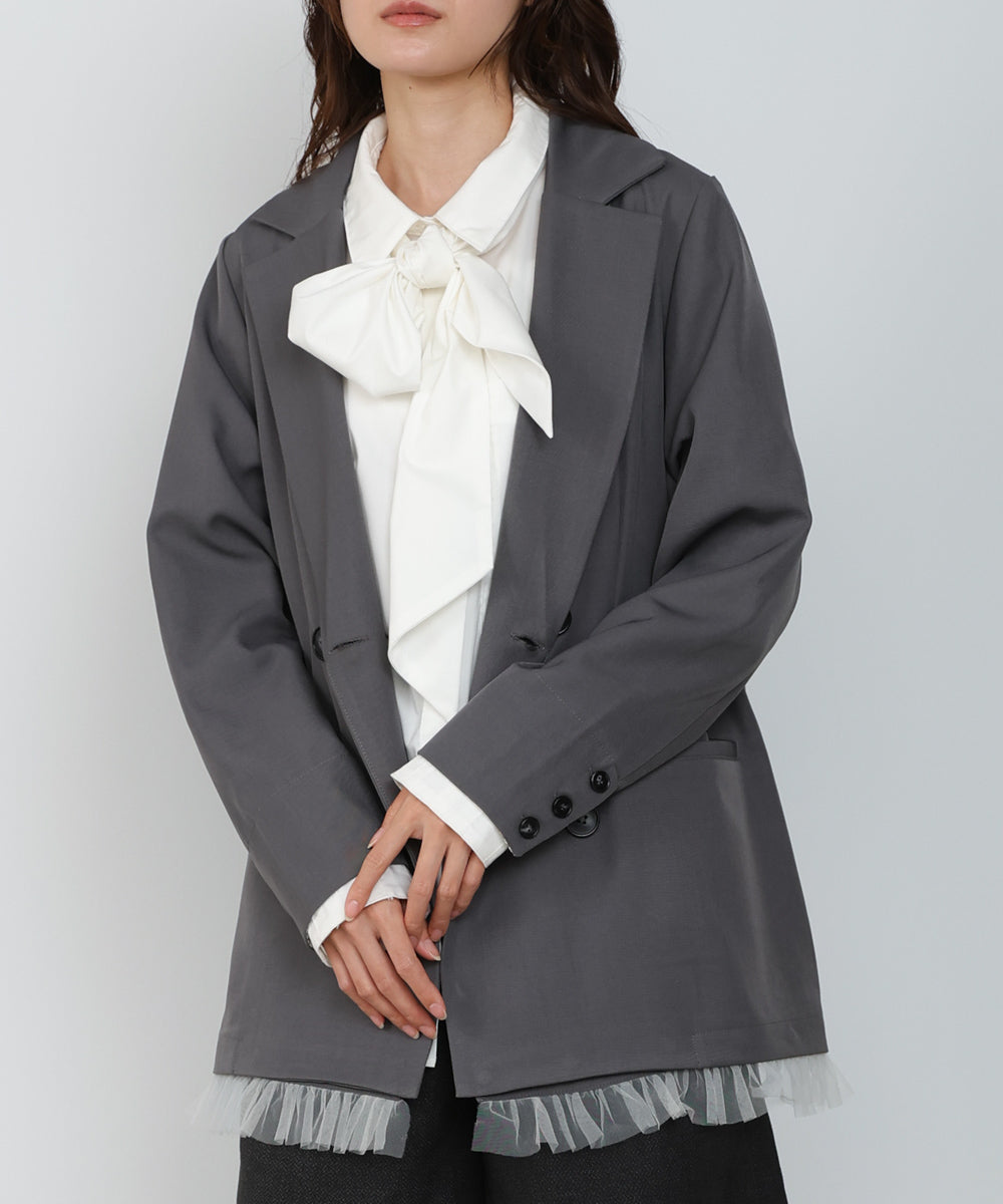 【スリーピース対応】裾フリルダブルジャケット【入卒にもおすすめ】
