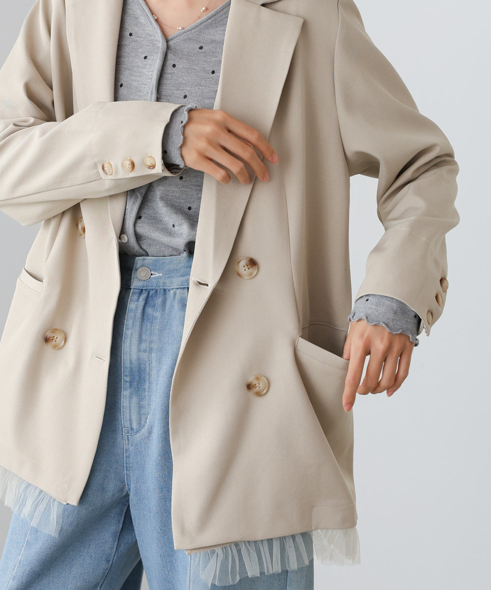 【スリーピース対応】裾フリルダブルジャケット【入卒にもおすすめ】