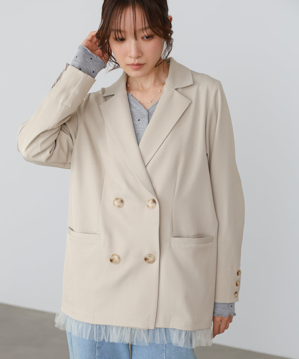 【スリーピース対応】裾フリルダブルジャケット【入卒にもおすすめ】