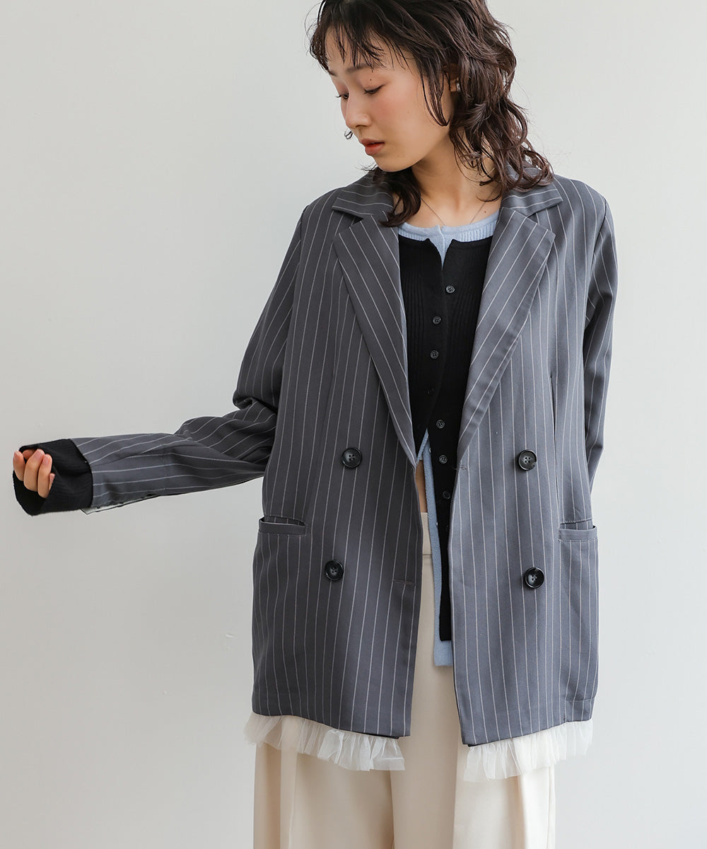 【スリーピース対応】裾フリルダブルジャケット【入卒にもおすすめ】