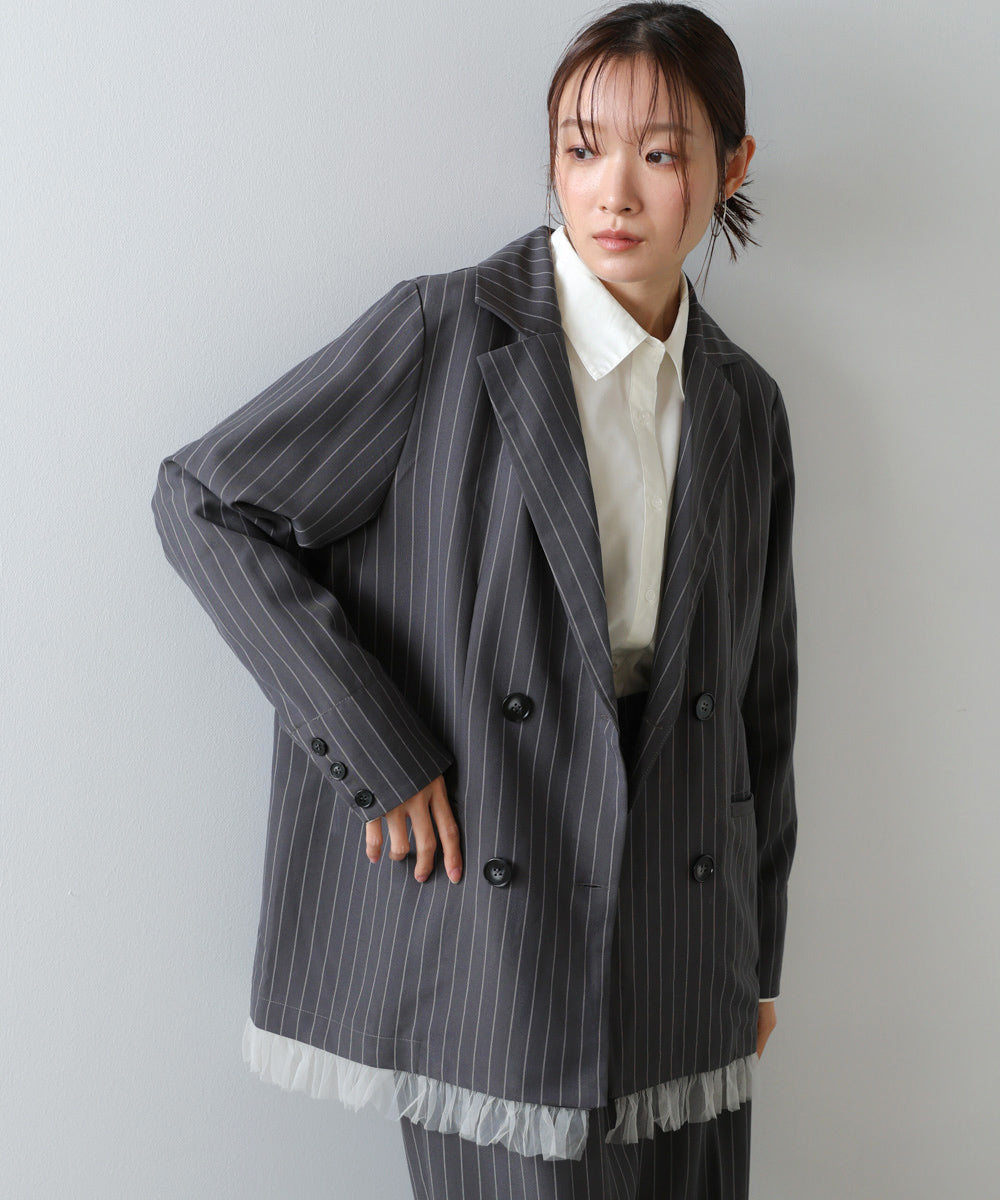 【スリーピース対応】裾フリルダブルジャケット【入卒にもおすすめ】