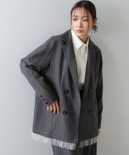 【スリーピース対応】裾フリルダブルジャケット【入卒にもおすすめ】