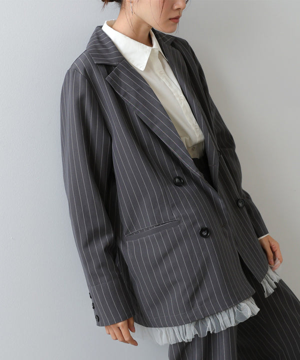 【スリーピース対応】裾フリルダブルジャケット【入卒にもおすすめ】