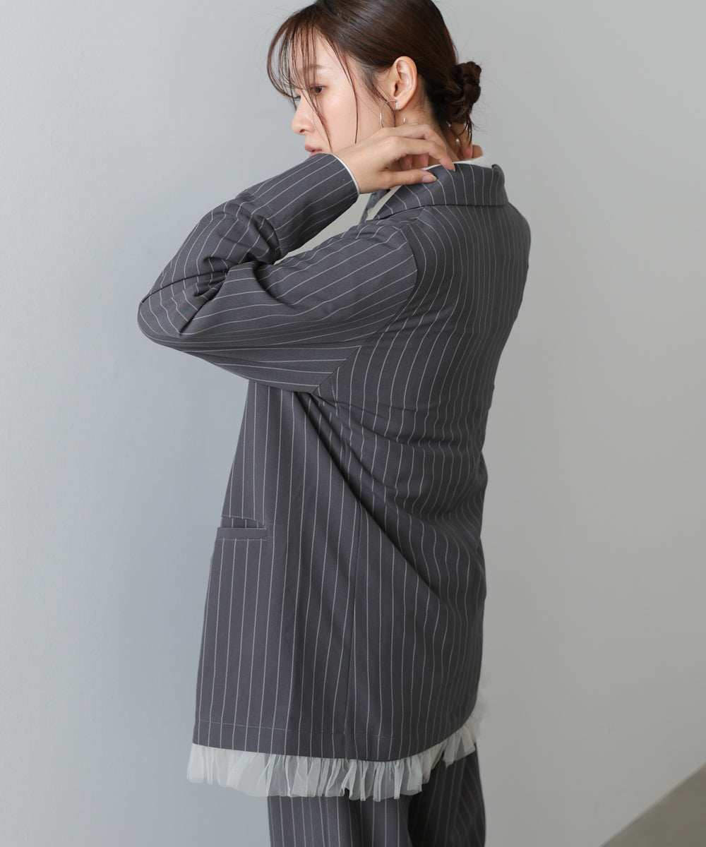 【スリーピース対応】裾フリルダブルジャケット【入卒にもおすすめ】