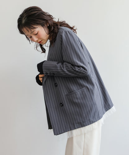 【スリーピース対応】裾フリルダブルジャケット【入卒にもおすすめ】