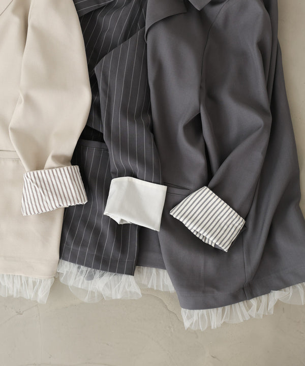 【スリーピース対応】裾フリルダブルジャケット【入卒にもおすすめ】