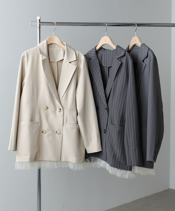 【スリーピース対応】裾フリルダブルジャケット【入卒にもおすすめ】
