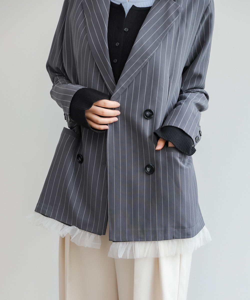 【スリーピース対応】裾フリルダブルジャケット【入卒にもおすすめ】