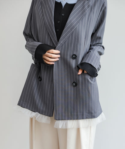 【スリーピース対応】裾フリルダブルジャケット【入卒にもおすすめ】