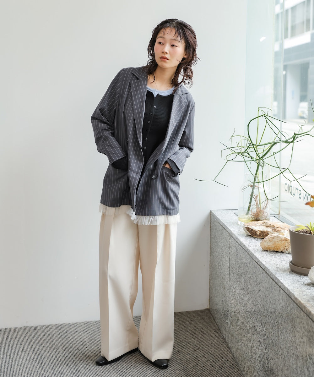 【スリーピース対応】裾フリルダブルジャケット【入卒にもおすすめ】