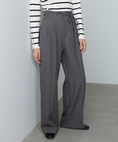 【スリーピース対応】ハイウエストリボン付きストレートパンツ【入卒にもおすすめ】