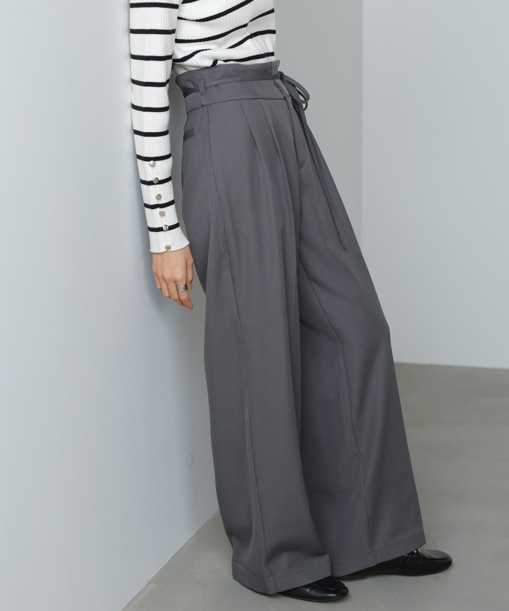 【スリーピース対応】ハイウエストリボン付きストレートパンツ【入卒にもおすすめ】