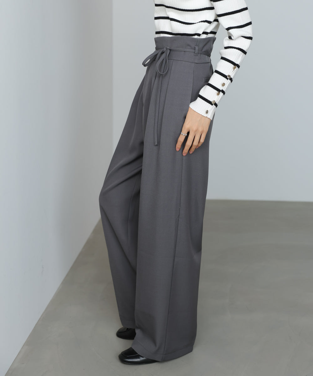 【スリーピース対応】ハイウエストリボン付きストレートパンツ【入卒にもおすすめ】