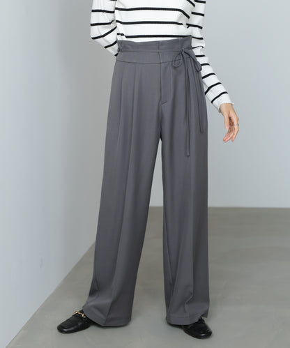 【スリーピース対応】ハイウエストリボン付きストレートパンツ【入卒にもおすすめ】