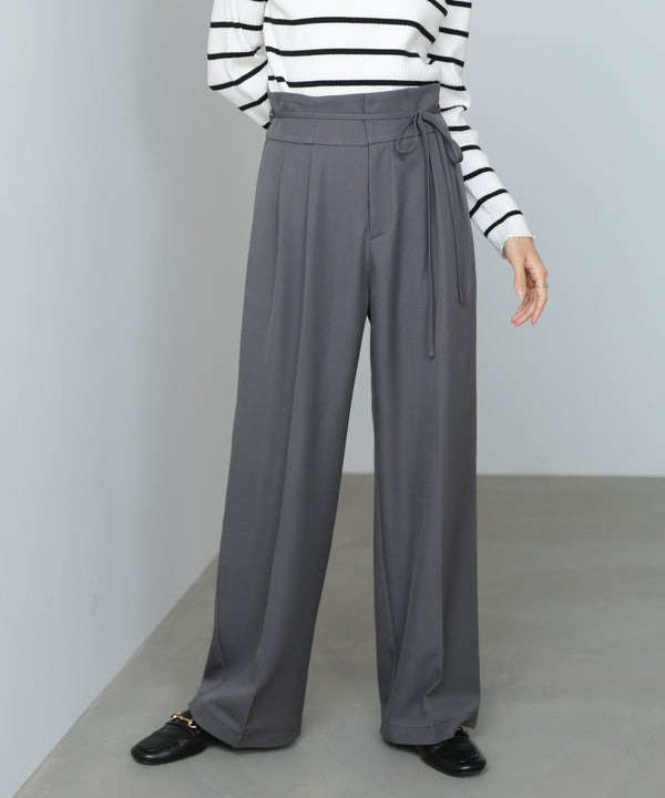 【スリーピース対応】ハイウエストリボン付きストレートパンツ【入卒にもおすすめ】