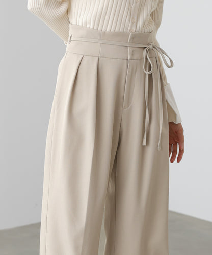 【スリーピース対応】ハイウエストリボン付きストレートパンツ【入卒にもおすすめ】