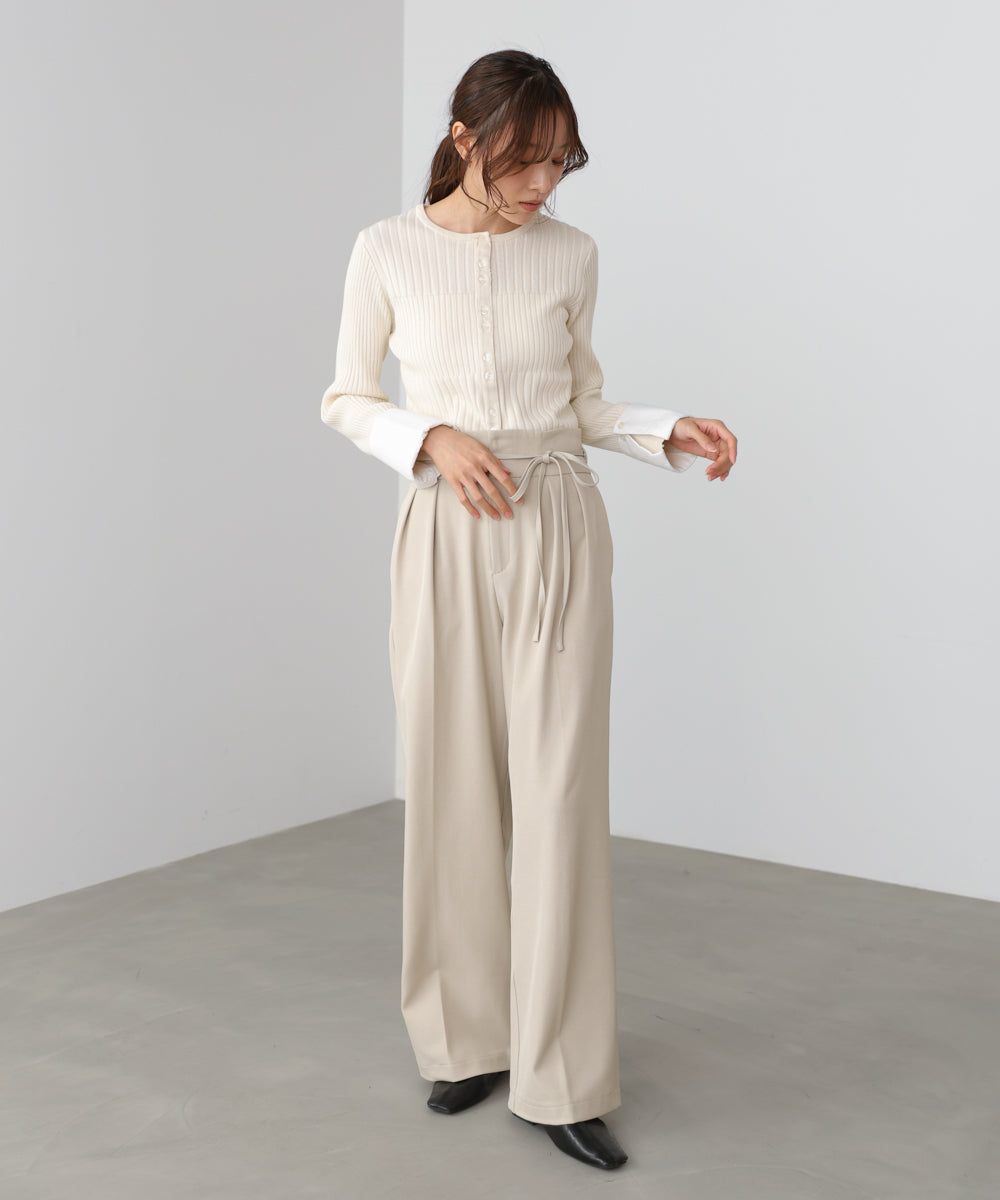 【スリーピース対応】ハイウエストリボン付きストレートパンツ【入卒にもおすすめ】