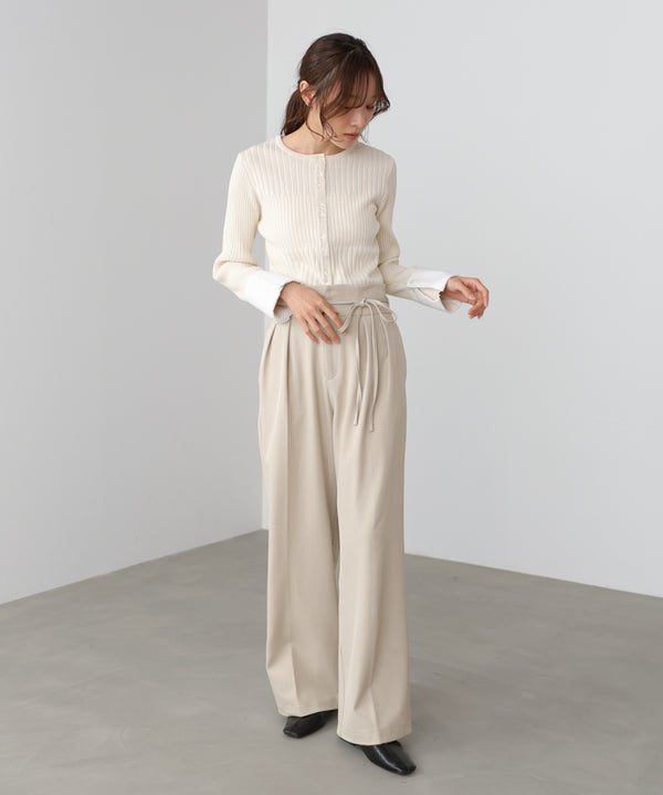 【スリーピース対応】ハイウエストリボン付きストレートパンツ【入卒にもおすすめ】