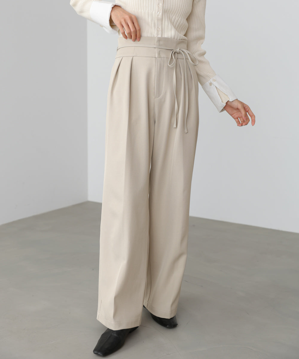 【スリーピース対応】ハイウエストリボン付きストレートパンツ【入卒にもおすすめ】