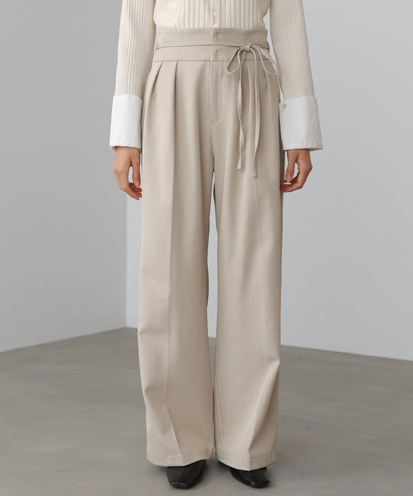 【スリーピース対応】ハイウエストリボン付きストレートパンツ【入卒にもおすすめ】