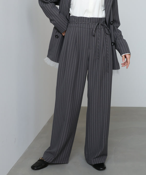 【スリーピース対応】ハイウエストリボン付きストレートパンツ【入卒にもおすすめ】