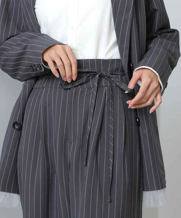 【スリーピース対応】ハイウエストリボン付きストレートパンツ【入卒にもおすすめ】