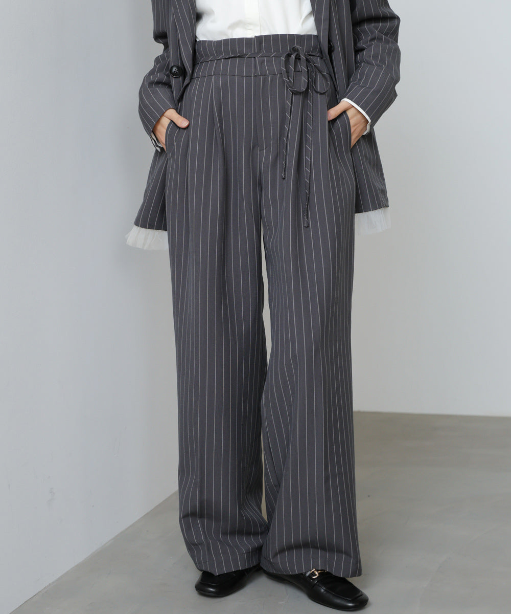 【スリーピース対応】ハイウエストリボン付きストレートパンツ【入卒にもおすすめ】