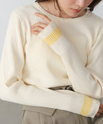 【2026SS】袖配色クルーネックリブニットトップス