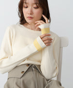 【2026SS】袖配色クルーネックリブニットトップス