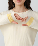【2026SS】袖配色クルーネックリブニットトップス