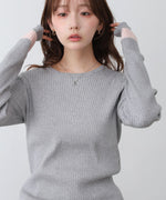 【2026SS】袖配色クルーネックリブニットトップス