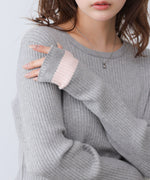 【2026SS】袖配色クルーネックリブニットトップス