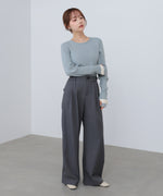 【2026SS】袖配色クルーネックリブニットトップス