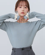 【2026SS】袖配色クルーネックリブニットトップス