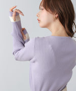 【2026SS】袖配色クルーネックリブニットトップス