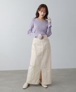 【2026SS】袖配色クルーネックリブニットトップス