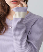 【2026SS】袖配色クルーネックリブニットトップス