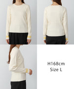 【2026SS】袖配色クルーネックリブニットトップス