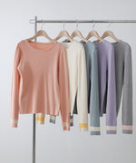 【2026SS】袖配色クルーネックリブニットトップス