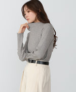 【2026SS】袖ボタンハイネックリブニットトップス