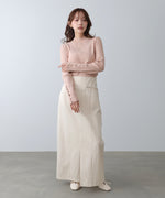 【2026SS】袖ボタンハイネックリブニットトップス