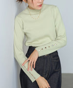 【2026SS】袖ボタンハイネックリブニットトップス